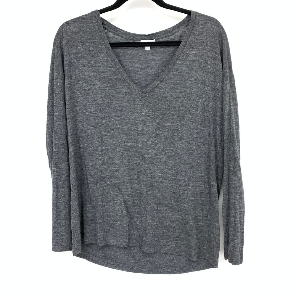Vince Tissue Thin Long Sleeve T-Shirt Womens Sz XS Marled Gray *FLAW